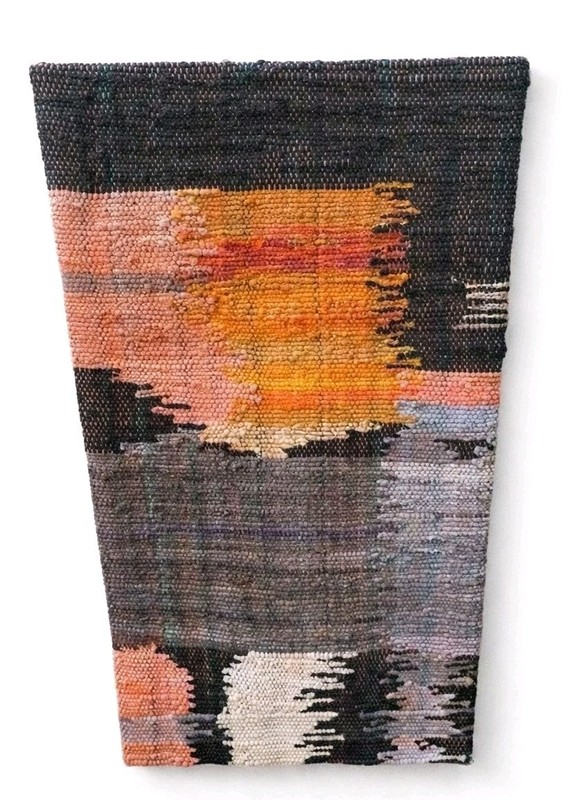 Brewster Silk Chindi Rug Wall Art Mounted Canvas Tapestry Boho Woven 21 X 30