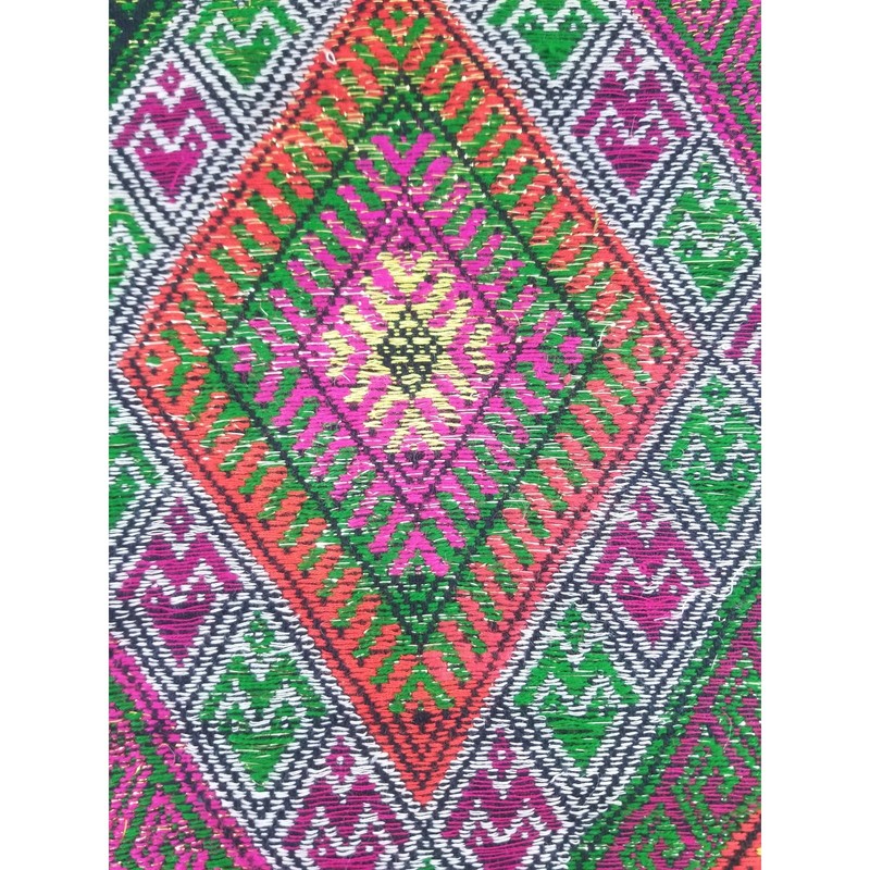 Vintage Traditional Hmong Tribal Hand Woven Geometric Textile 162x37cm gallery