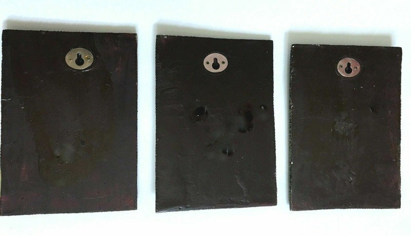 African Mask Embossed Metal Vintage Folk Art Set of 3 Wall Hang 7" x 4 3/4" gallery