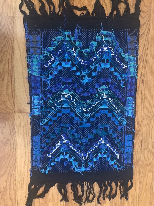 Beautiful Handwoven Tapestry Blue Green White. Estimate Size 24X16 Inches gallery