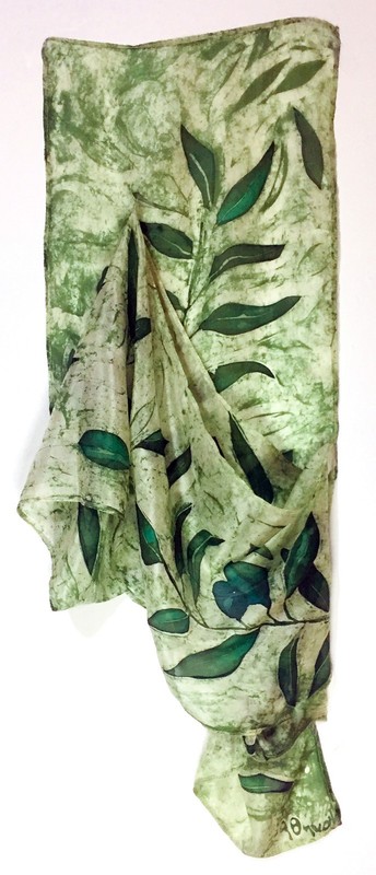 Unique original art: Handmade 100% silk scarf made with Batik wax painting