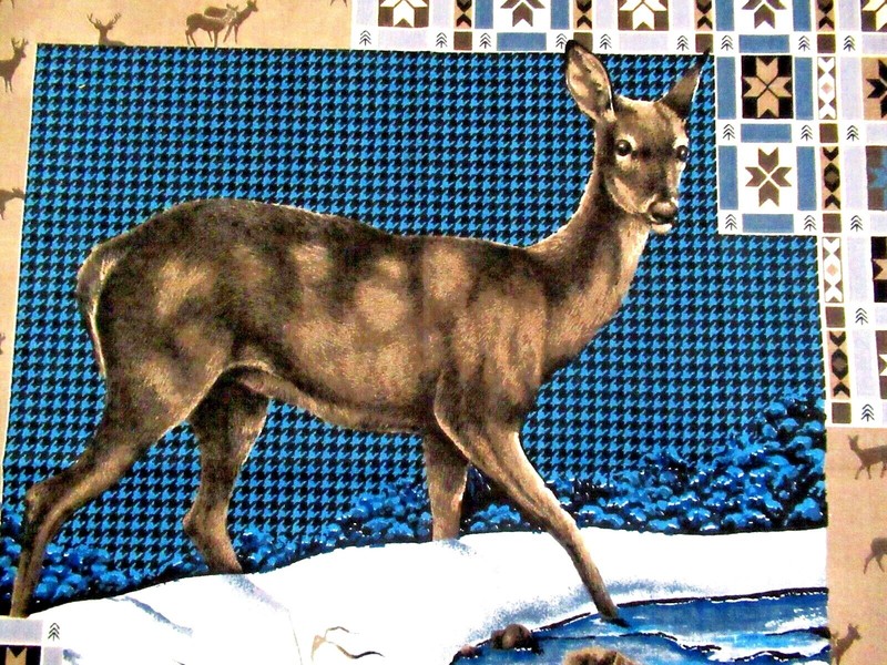 "DEER BY THE STREAM" ~ (FABRIC ART / QUILTING / WALL HANGING) ~ **(18" X 18")** gallery