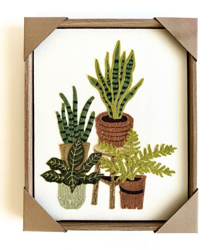 ⚜️New BP Home Textile Embroidered Woven Wall Art Houseplant Home Decor 15”x12”
