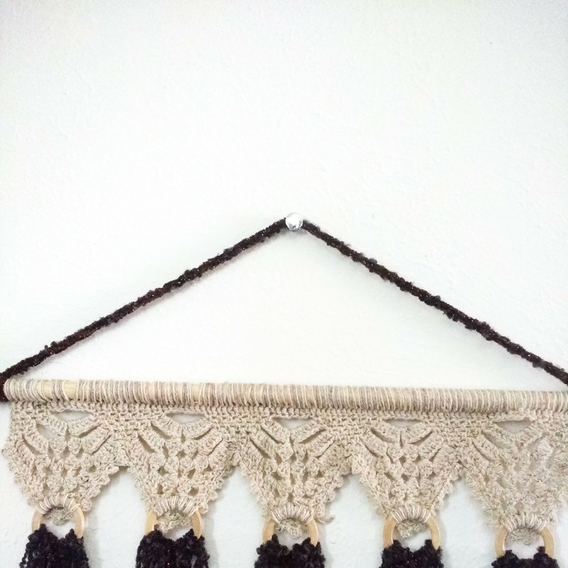Recycled handmade sweater for wall hanging fiber art, macramé tapestry, modern. gallery