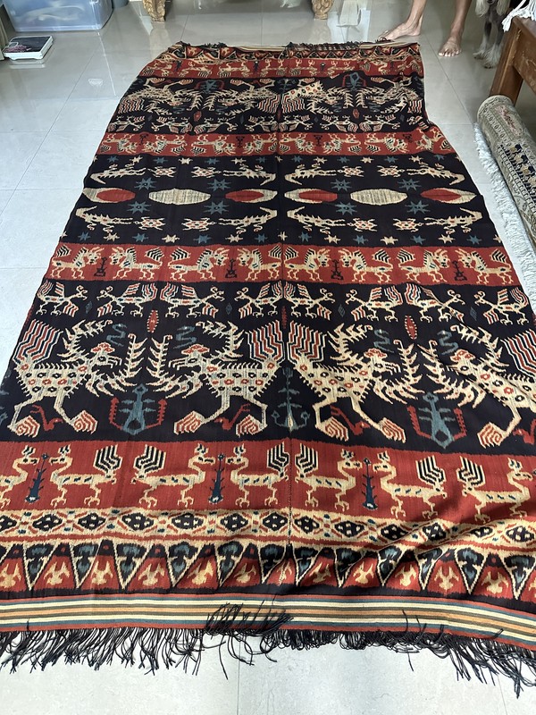 Authentic handwoven vegetable dyes Ikat from Sumba, Indonesia, Large 328x 55 cm gallery
