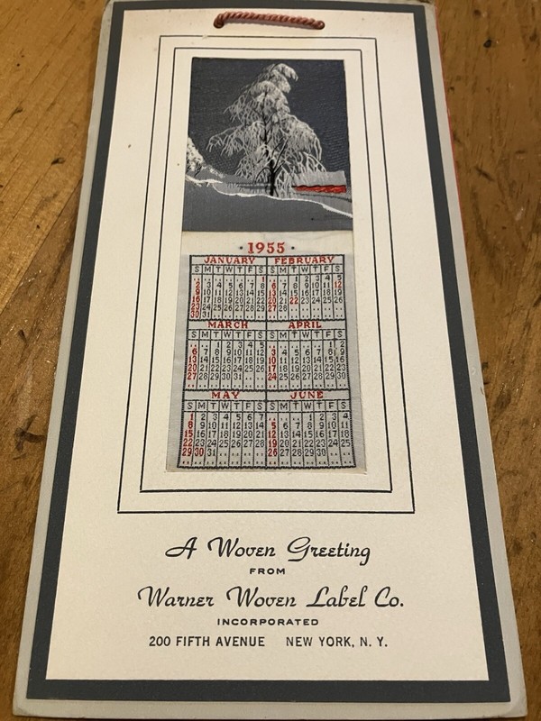 Vintage WARNER WOVEN LABEL Woven Jacquard TEXTILE FABRIC ART 1955 Paterson NJ