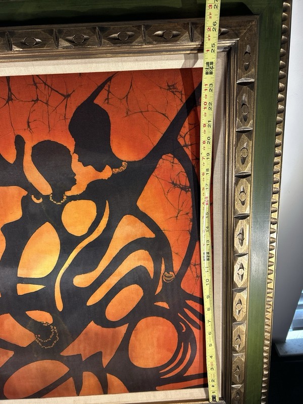 Vintage African Batik Textile Art Framed | Arusha Tanzania 32x28” gallery