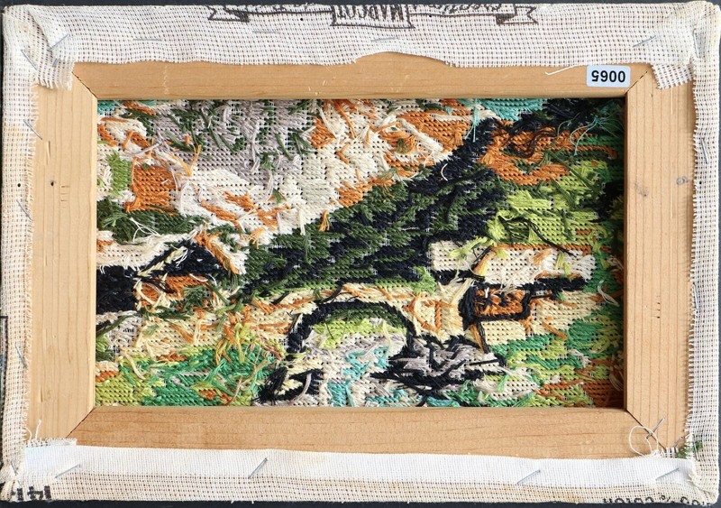 Mountain View vintage European original needlepoint tapestry embroidery gobelin gallery