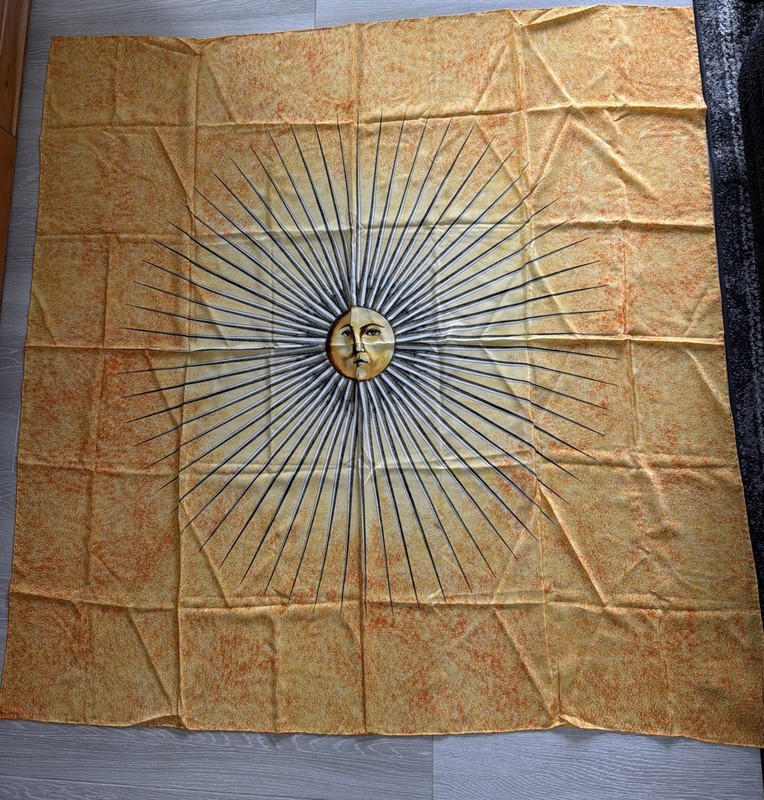House of “Fornasetti” “Sole” Vintage Silk Scarf 53” X 53” Inches