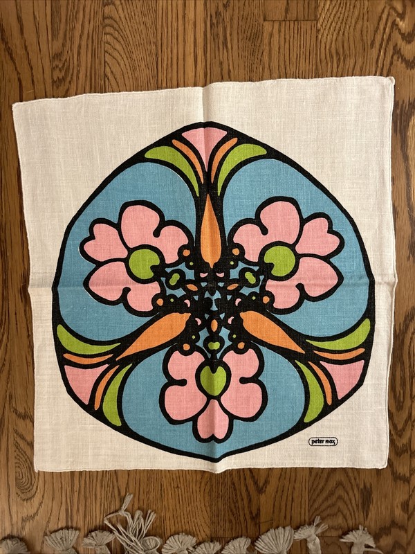PETER MAX LENIN TEXTILE RARE EARLY DESIGN 1968. Exc Cond 16×16 RARE!!!