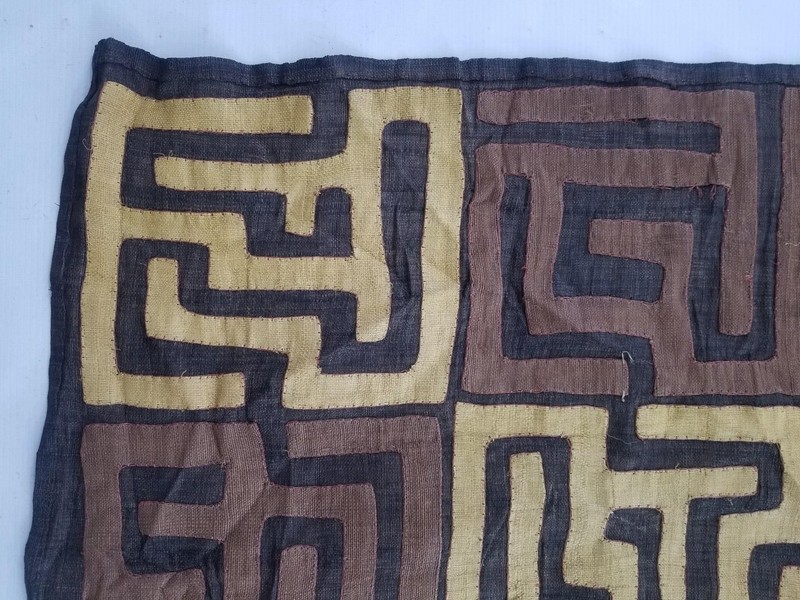 Vintage Traditional African Handwoven Kuba Cloth Raffia Textile 226x60cm gallery