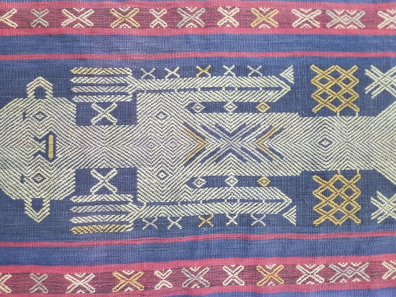 Vintage Indonesian Sumba Hinggi Ikat Handwoven Ceremonial Cloth 127x35cm gallery