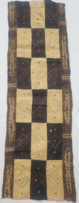 Vintage African Bogolan Mud Cloth Handmade Tribal Textile Runner 113x37cm