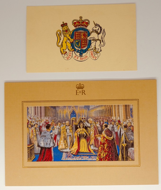 Silk Picture Royalty QUEEN ELIZABETH ll CORONATION SCENE 2nd June c1953 by B.W.A gallery
