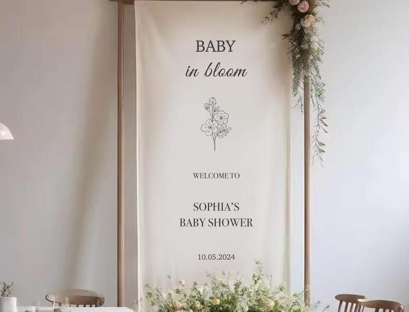 Custom Sign Baby Shower Banner Personalized Cotton Fabric Sign With Name