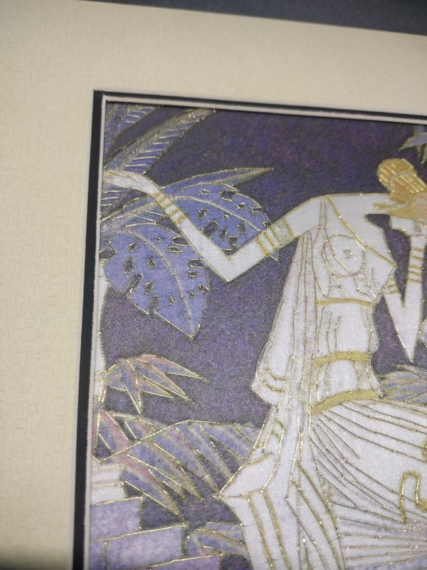Susho Silk Art "Woman With Swans" Apres Ting Shao Kuang, Matter & Frame Ready gallery