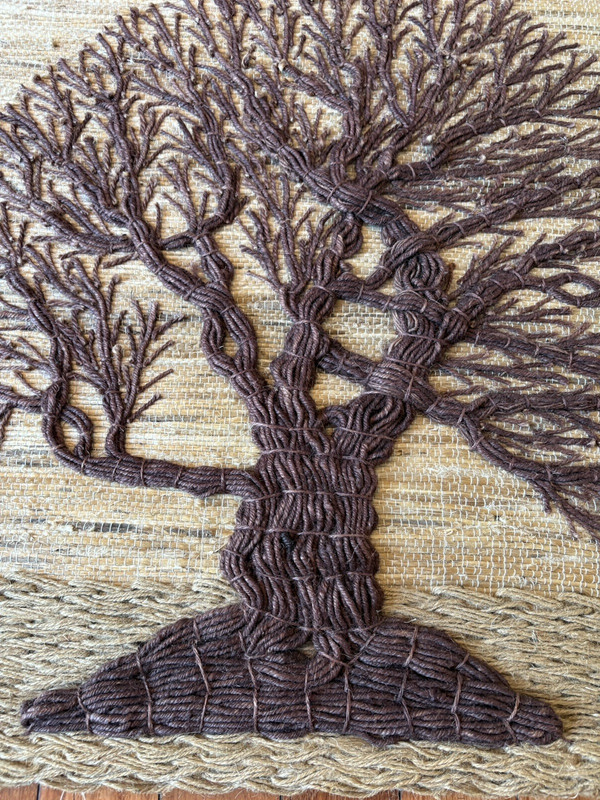 Vtg Made in India Hand Woven Tapestry 3D Tree of Life Hanging Textile-36"x 34" gallery