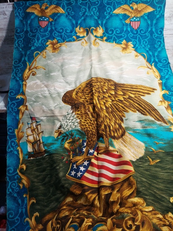 Vintage Wesco Reltex USA Made Flag Patriotic Eagle Themed Fabric Wall Tapestry gallery