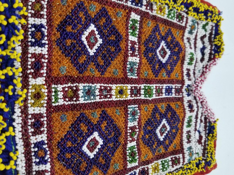Vintage Traditional Afghan Kuchi Hand Beaded Neck Panel L:29 B:24 S:24cms gallery