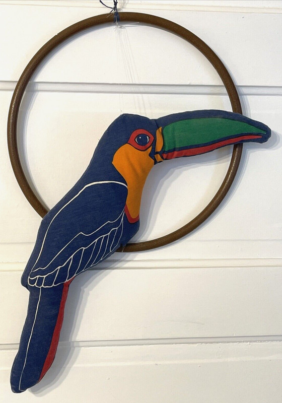 Marushka Screen Print Tucan Multicolor In Hoop Decor Handmade USA
