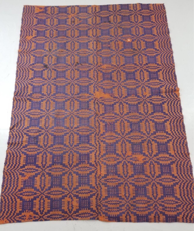 Vintage American Jacquard Woven Geometric Pattern Panel 188x136cm