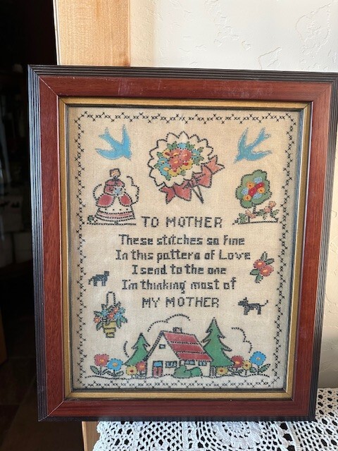Vintage (1940) Framed Crossstitch «To Mother»