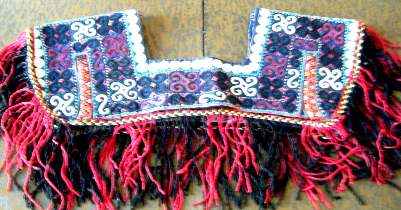 Antique Afghan Tribal Kuchi or RabarI Hand Embroidered yoke with fringes