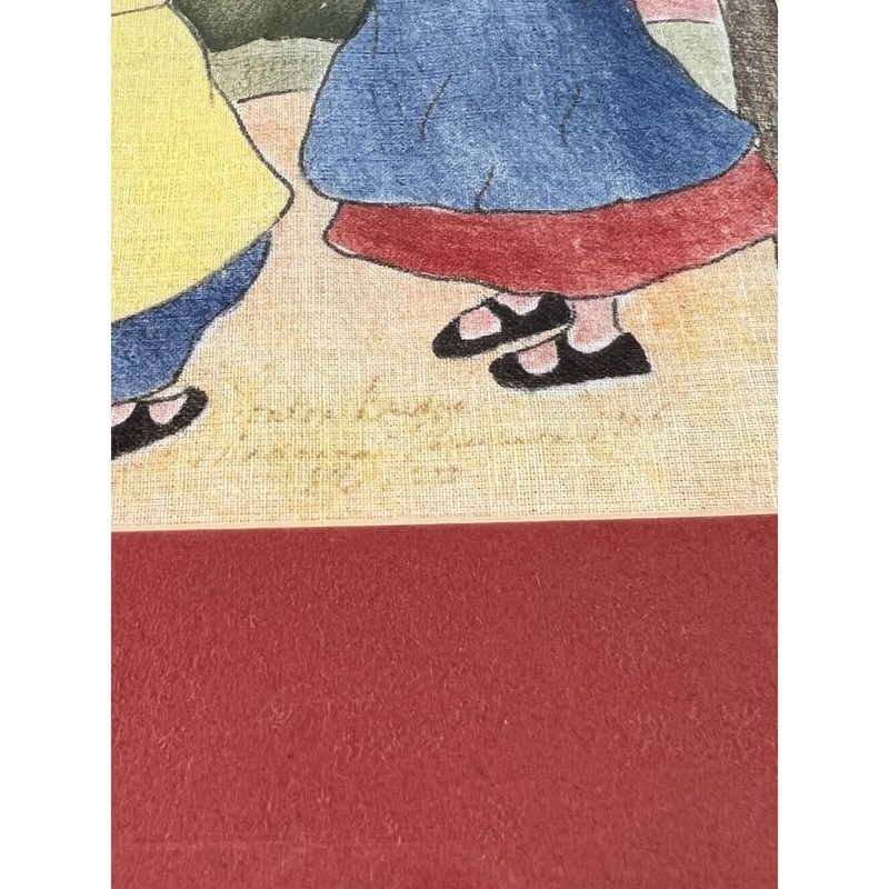 Vintage Madonna Ferguson Hand Stenciled Wall Picture London Bridge Girls Garden gallery