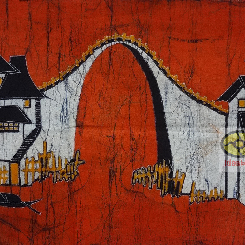 Folk Art Home Wall Hanging Batik Tapestry - Watery Town in Southern China 17x57" gallery