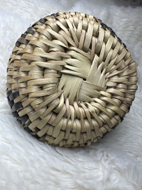 Vintage Artisan Handwoven Mini Basket Natural Fiber Neutral Tones gallery