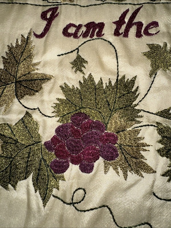 Vtg Signed Nokshi Kantha Silk Embroidery 48×14 Bible Religious Handsewn New