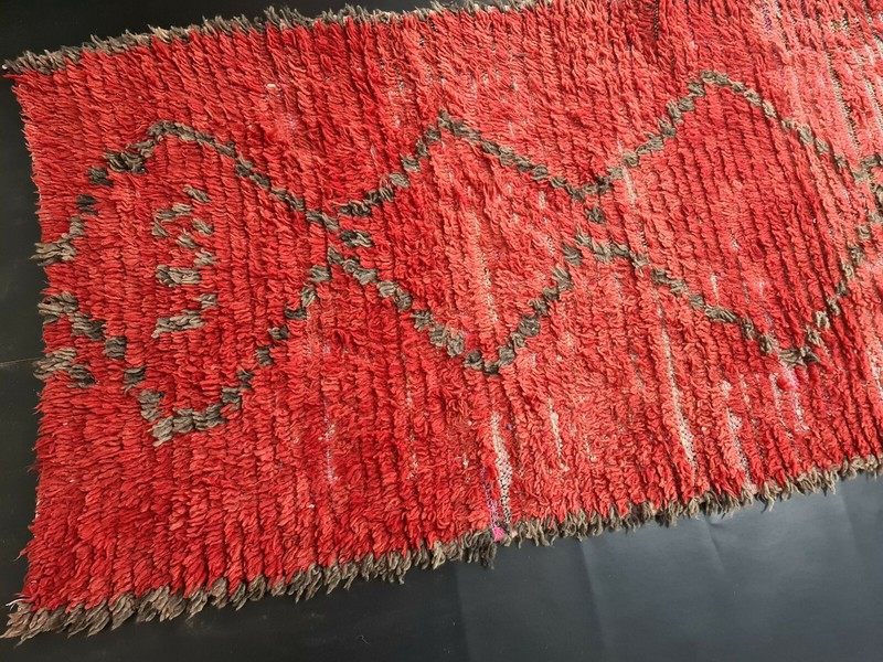 Handmade Moroccan Vintage Runner Rug 2'9x7'9 Berber Geometric Red Brown Wool Rug gallery