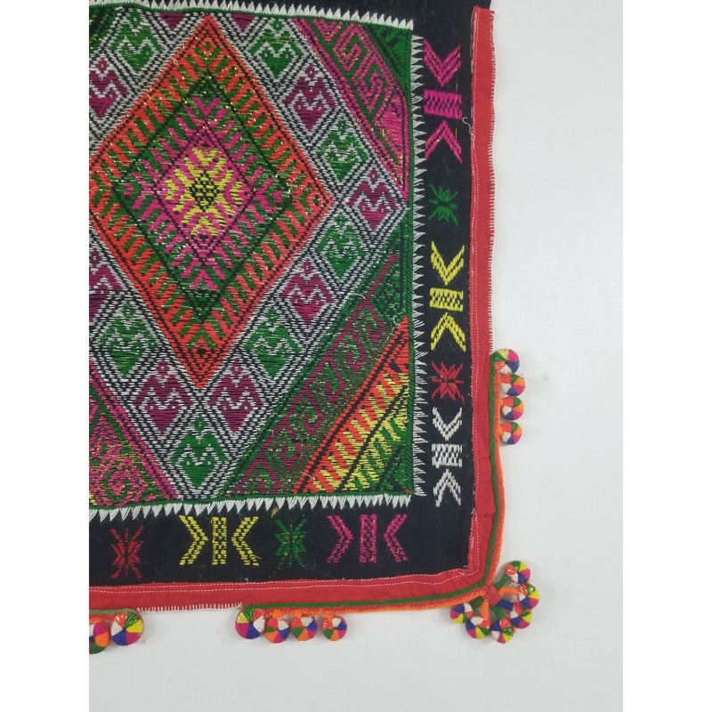 Vintage Traditional Hmong Tribal Hand Woven Geometric Textile 162x37cm gallery