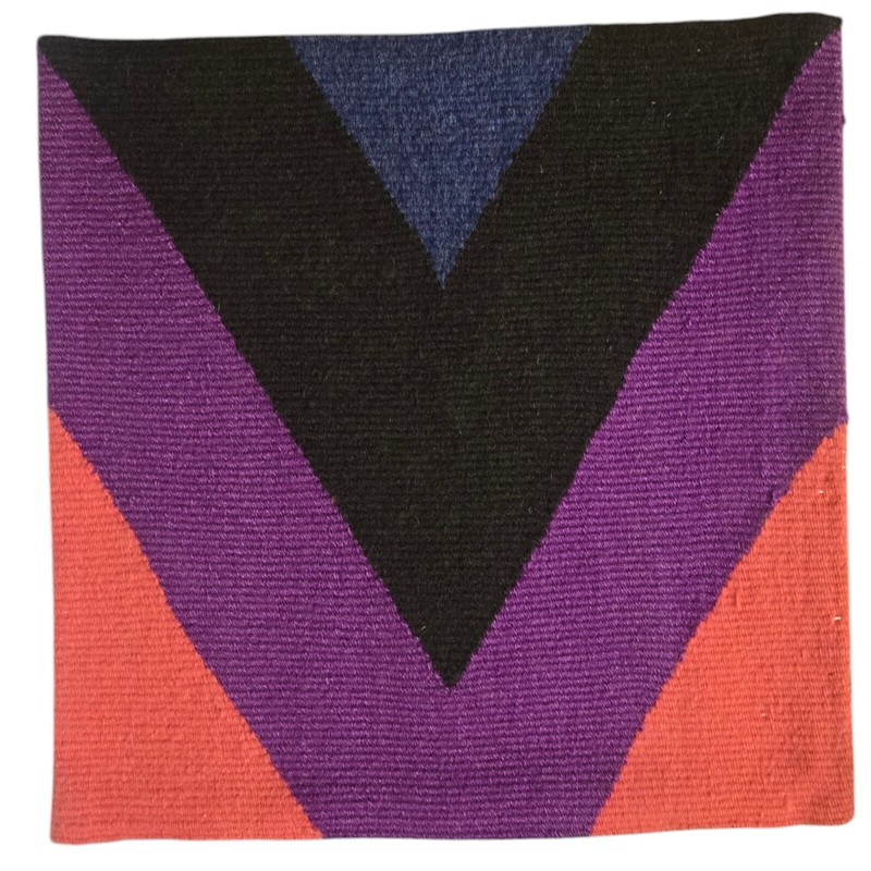 Purple Pink Black Chevron Weaving Textile Wall Hanging Decor Handwoven Geometric