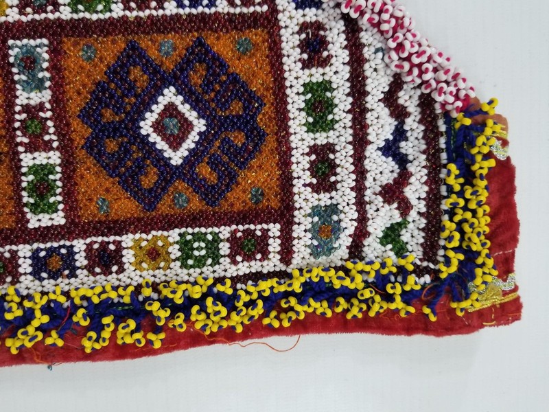 Vintage Traditional Afghan Kuchi Hand Beaded Neck Panel L:29 B:24 S:24cms gallery