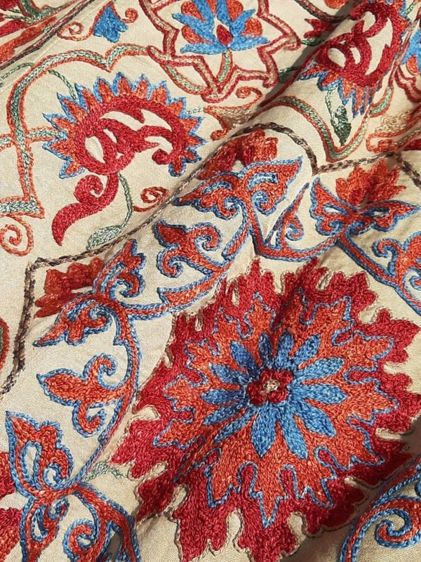 A fabulous Bukhara silk on silk hand embroidery Suzani. Embroidered in 2019. gallery
