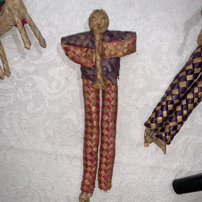 4 Vintage Straw Rattan Folk art Mariachi Men Woven Braid Mexican Palm Donkey gallery
