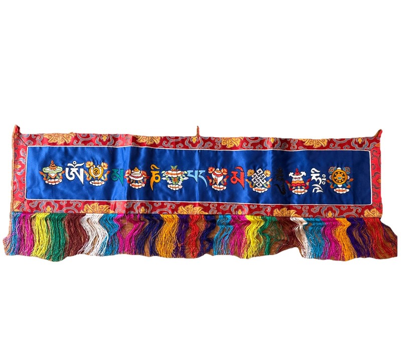 7.5” X 35” Tibetan Silk Brocade Wall Hanging Banner