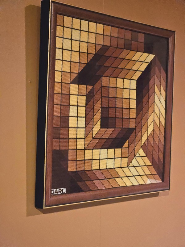 Vintage Mid Century Modern OP ART NEEDLEPOINT based on AXO-44 by VICTOR VASARELY gallery