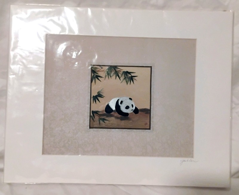 One of a kind item!! Yan Inlow Embroidery Art – Panda Bear in Bamboo