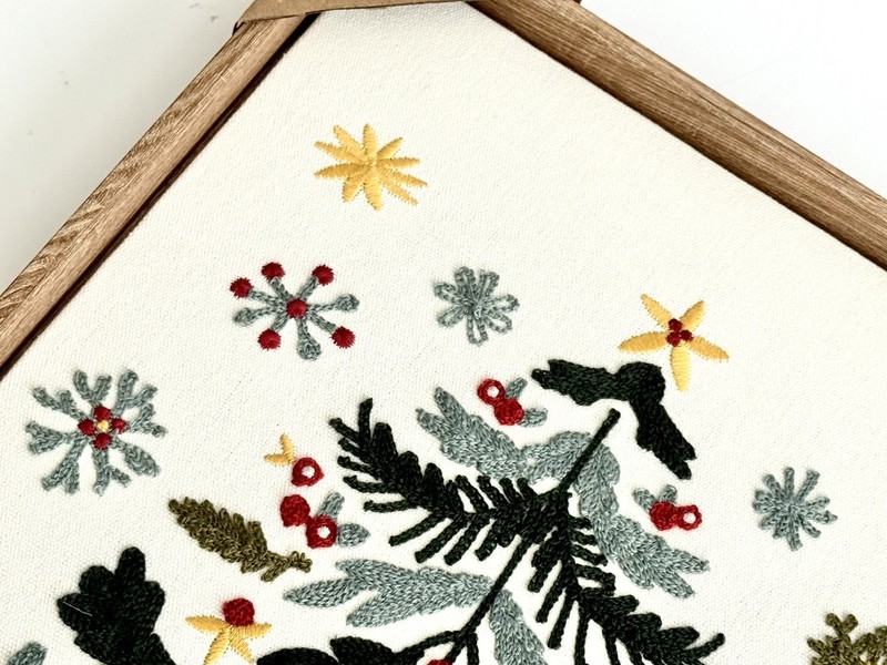 New BP Home Woven Embroidered Textile Wall Art Holiday Christmas Tree 12”x15” gallery