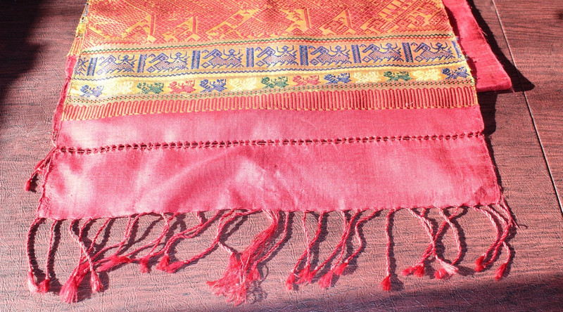 Lao Ethnic Cotton Mix, Handwoven, Loomed And Embroidered Textile Table Runner gallery
