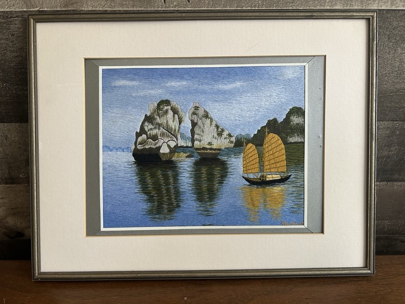 Vietnamese Embroidered Silk Thread Wall Art
