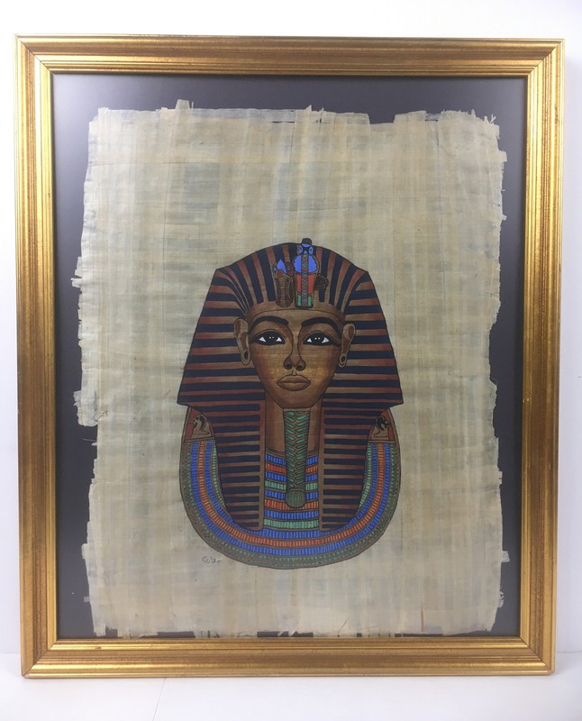 Egypt Head Wall Art Picture Paper/Leaf Like Material Framed 19 5/8”H X 16 5/8”W