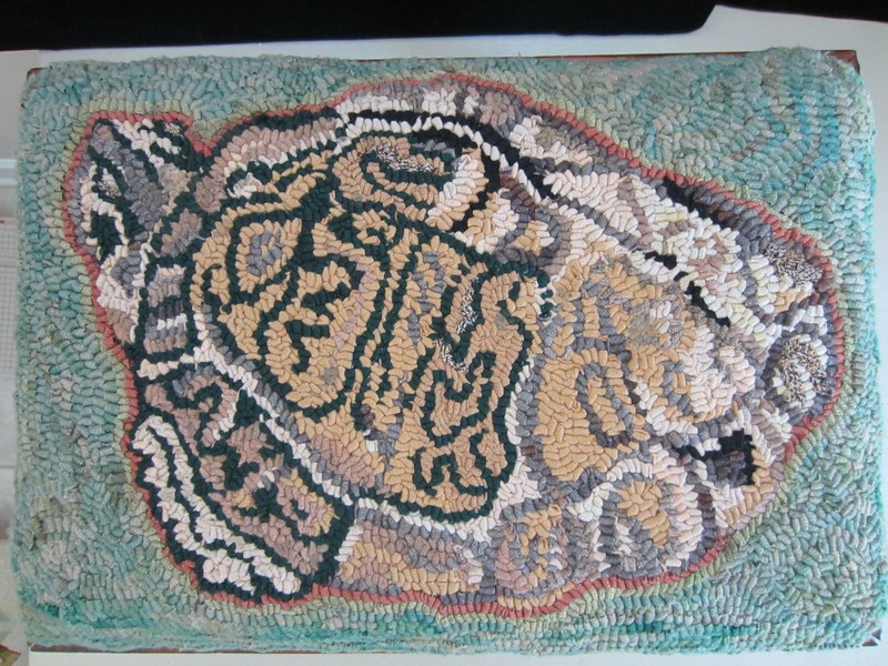 HAND-HOOKED TORTOISE FOOTSTOOL (Hooked by Ramona Maddox) gallery