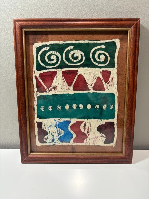 11″x9″ Framed Nigerian batik abstract geometric patterns