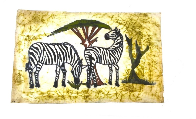 Brightly Coloured Wax Batik – Two Zebra