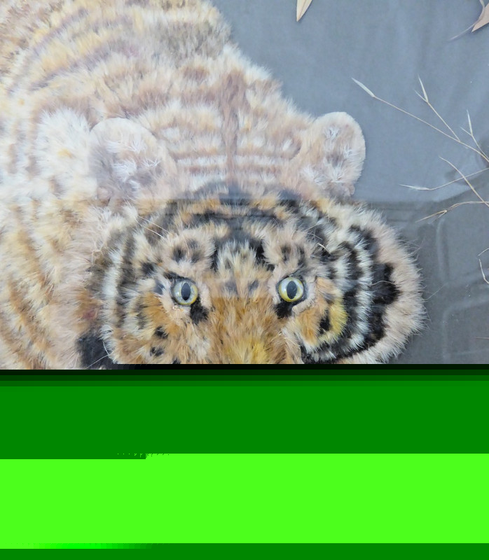 Vintage Signed Mary J Whiteley Tiger Bamboo Straw Oriental Artwork Framed 21.5" gallery