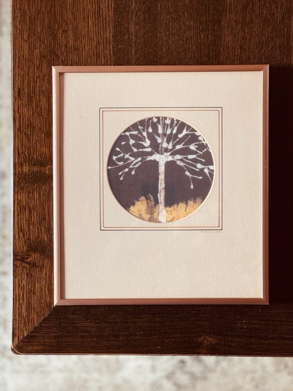 Vintage S Richwine Signed Batik Tree Of Life Abstract Art 10”x9”