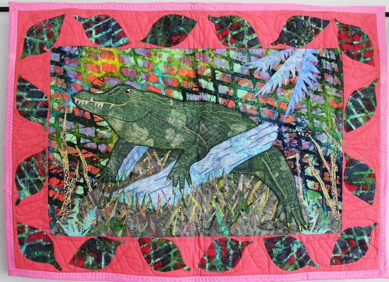 Fiber Art Wall Hanging Rose Gator 38 x 28 gallery